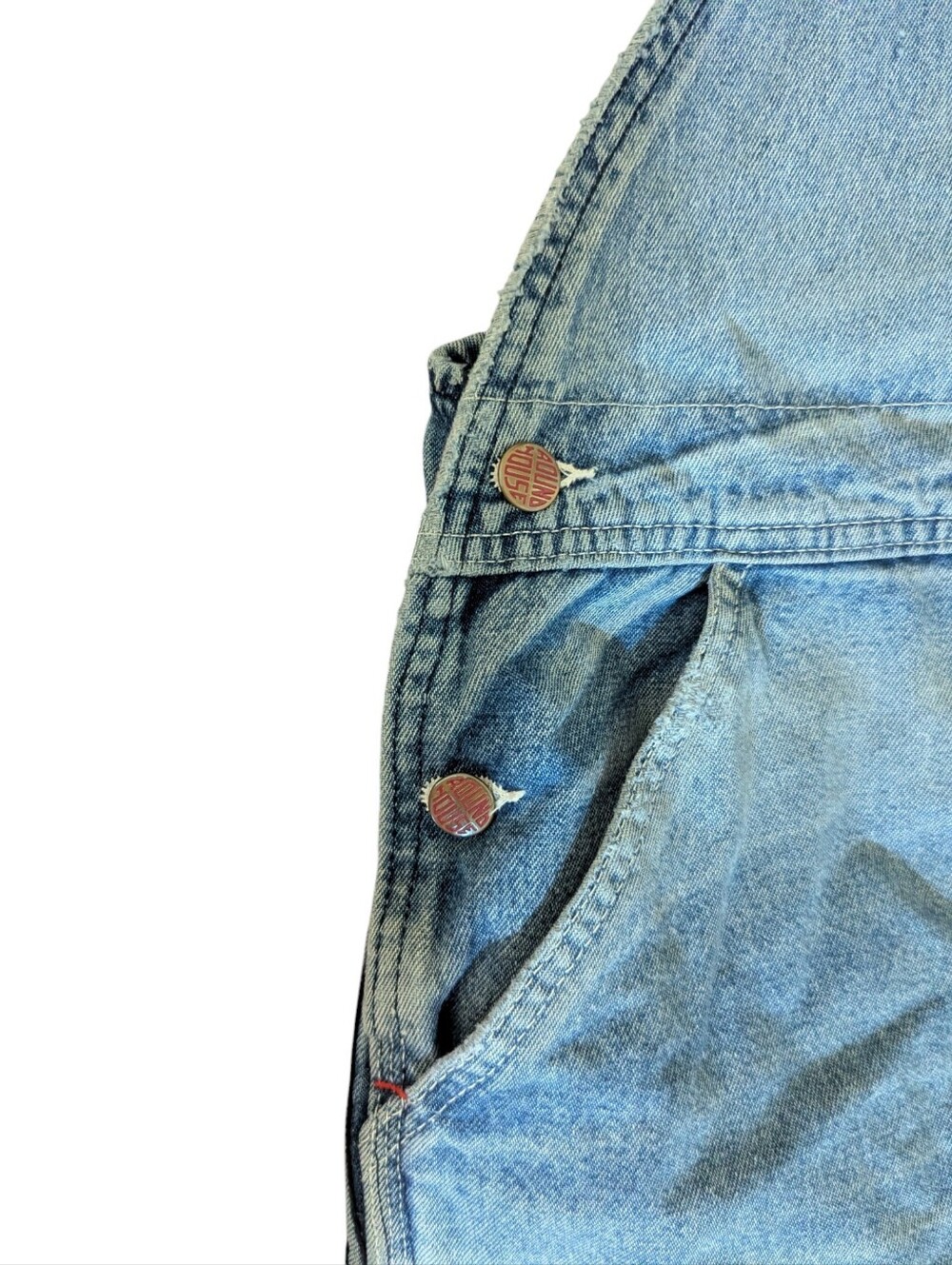 Vtg. Round House Light Blue Denim Overalls Authentic Kansas Farmer Thrashed - Picture 5 of 11
